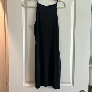Black mini slip dress